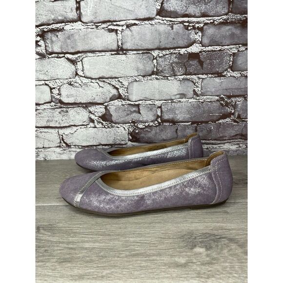 Vionic Caroll Metallic Shimmer Pewter Purple Leather Flats Women Sz 9.5M US/41.5 - Picture 11 of 16